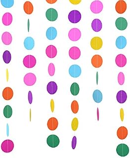 Outus 2 Packs 4 Meters Round Paper Garland Assorted Colors Circle Dots Hanging Decorations for Birthday Party Wedding