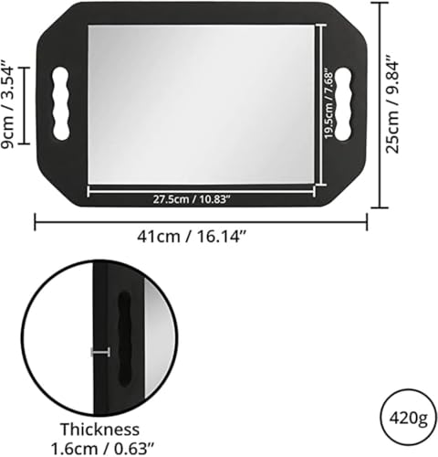Image of Double Handle Mirror - Large Hand Held Mirror(16.14 inch x 9.84 inch) Barber Mirrors Handheld,Salon Hand Mirrors with Handle,Barbershop Hair Salon Equipment Hairstylist and Barber Accessories