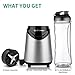 La Reveuse Smoothies Blender Personal Size 300 Watts with 18 oz BPA-Free Portable Travel Sports Bottle, Silver