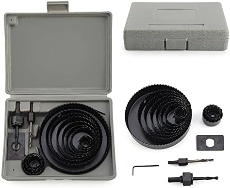 Trintion 18Pcs Hole Saw Cutter Kit Carbon Steel Downlights Drill Bit Tools Wood Hole Cutter Set for Wood Plasterboard Plastic