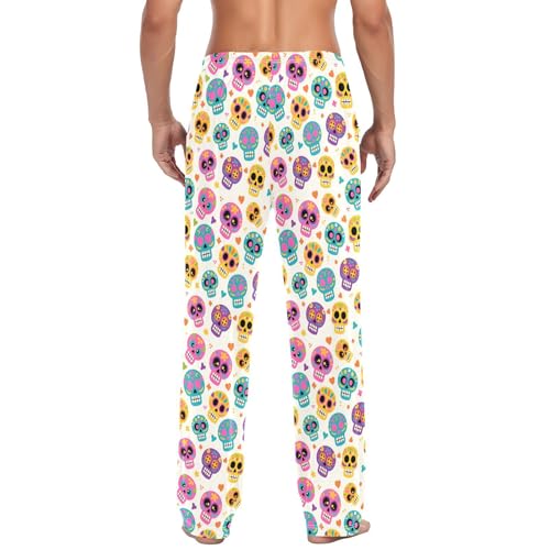 Men's Pajama Pants Floral Skull Skeleton Pajamas Bottoms Pj Pants Soft Cotton Lounge Pant Sleepwear Bottom for Men2