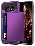 Vofolen Cover for Galaxy S10e Case Wallet Card Holder ID Slot Sliding Door Hidden Pocket Anti-Scratch Dual Layer Protective Hard Shell Rugged TPU Bumper Armor Case for Samsung Galaxy S10 E (Purple)