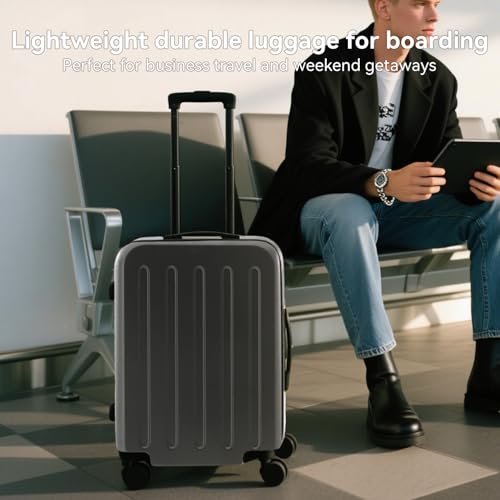 SOKOK 20 Inch Hardside Carry On Luggage with Spinner Wheels, Airline Approved Travel Suitcase Durable Rolling Luggage for Business Trip, Graphite2