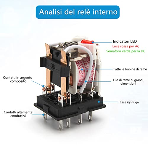 Relé 220V LY2NJ de 8 pines con base de enchufe mini relé electromagnético DPDT 3