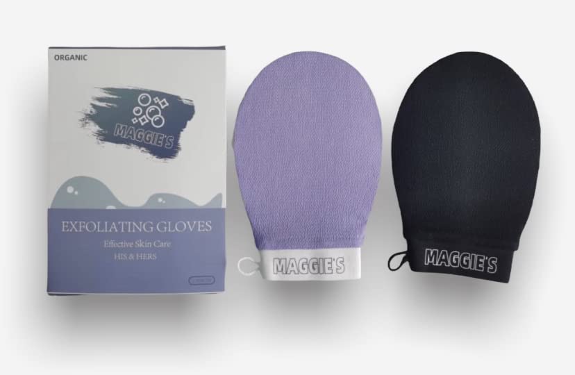 Maggie’s Deep Exfoliating Mitt Body Scrub for Soft Skin • Exfoliating Glove & Skin Cleanser - Part of the Best Skincare Kit for Women & Men - Cleanse Dead or Dry Skin - Exfoliator Tool, 2 Count