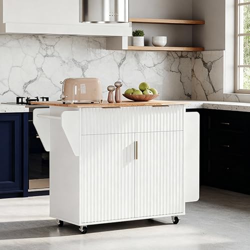 VINGLI Kitchen Island Cart with Storage, Rolling Kitchen Cart on