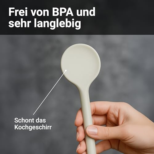 Kigima Kochlöffel Set 4 Stück in Weiß– Hochwertige Küchenutensilien aus hitzebeständigem Kunststoff… – Ansicht 4
