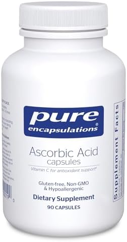 Pure Encapsulations Ascorbic Acid Capsules - 1,000 mg Vitamin C - Antioxidant & Immune Support* - High-Potency Vitamin C - Vegan & Non-GMO - 90 Capsules