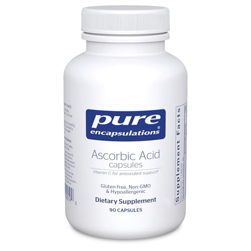 Pure Encapsulations Ascorbic Acid Capsules - 1,000 mg Vitamin C - Antioxidant & Immune Support* - High-Potency Vitamin C - Vegan & Non-GMO - 90 Capsules