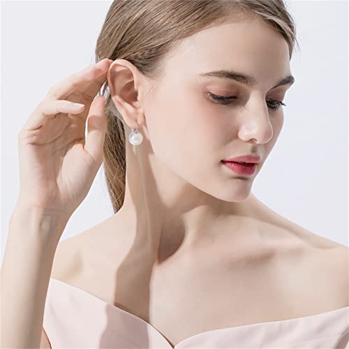 Elegant 925 Sterling Silver Pearl Drop Earrings for Women, 14K Gold Plated Dangle Stud Earrings, Hypoallergenic Large Pearl Hoop Earring dangling 12mm2