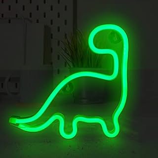 Dinosaur Neon LED Light Signs, Dinosaur Night Light Yellow/Green, Cute Neon Room Decor for Kids, Dinosaur Lamp Night Light, Hanging Table Ornament Decorative Lights for Party Bar Wedding Birthday