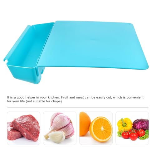 Planche à découper en PP bleu multifonction avec panier intégré pour cuisine - 8