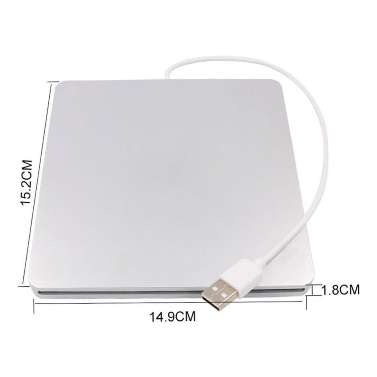 BRIGHTFUFU External Slot in Load USB DVD CD Drive Burner for Laptop PC Portable Optical Drive with Intelligent Silver Finish