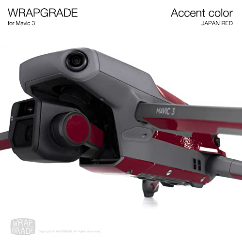 Image of WRAPGRADE Partial Skin Stickers for DJI Mavic 3 / Mavic 3 Classic Accent Color (JAPAN RED)