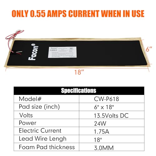Image of Facon 6 inch x 18 inch RV Pipe Heater Pad - 2Packs, Work for 1-1 /2 inch Pipe, Heating Pad for RV, Camper, Travel Trailer and Motorhome Water Tank System, DC 12Volts-13.5Volts