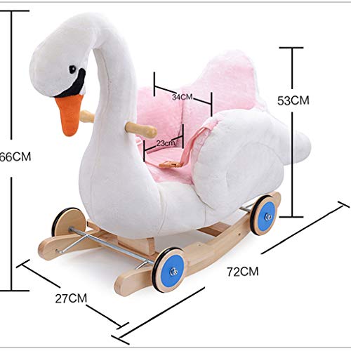 Schaukelpferd QIQIDEDIAN Holz für Kinder mit doppeltem Verwendungszweck ohne Musik Kinder (Color : White) – Bild 3
