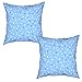 Zestaw 2 dekoracyjnych poszewek na poduszki, niebieskie gwiazdki, kwadratowe poszewki na poduszki, na zewnątrz, kanapę, sofę, do domu, 40 x 40 cm