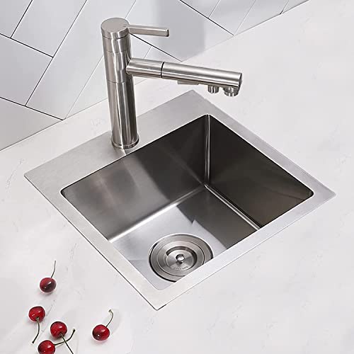 Comllen 15 X 15 Inch Top-Mount Stainless Steel Drop In Bar Sink, Single Basin Small Kitchen Sink For Outdoor Wet Bar Prep Rv Yard Office Laundry Utility With Drain #TOP2
