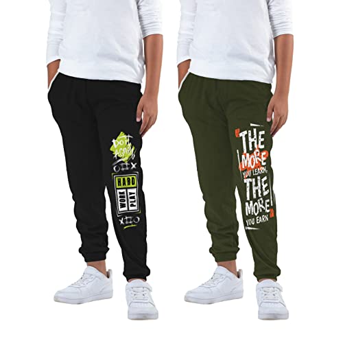 Image of KYDA KIDS Boy's Regular Fit Mid Rise 100% Cotton Track Pant - (Pack of 2)