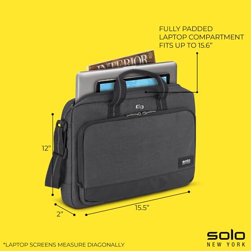 Solo New York Briefcase - Laptop Carrying Bag for Women & Men, Brief for Travel & Work, Front Zippered Section, Adjustable Shoulder Strap, Fits 15.6" Computer - Astor Slim, Gray3