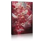 ロココ様式キャンバス絵画ポスター翼を持つかわいい子供たち壁画は、教室の寮保育園ロビー30x50cmのインナーフレームのためのアートワークを引き伸ばしました