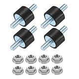 QUARKZMAN 4 Stück Gummipuffer M5 x 10mm, 10 x 15mm Gummifuß Mit Schraube Naturgummi Verzinkter Stahl Antivibrationspuffer für Luftkompressoren Pumpen Motoren Industriemaschinen