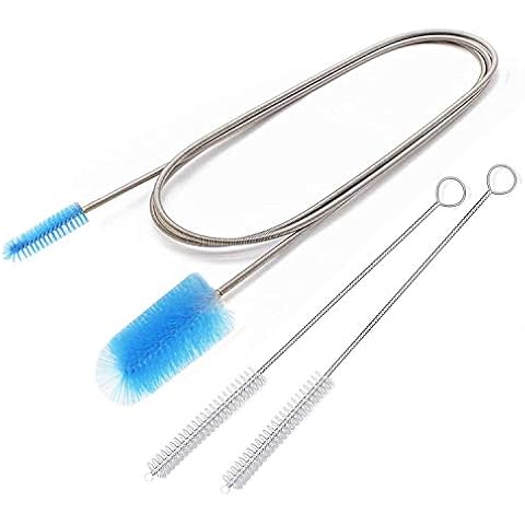 Flexible Drain Brush，Nylon Cleaner Double Ended Elastic Hose Pipe 67-inch and 2 PCS 8.2-inch Straw Cleaning Brush Cover