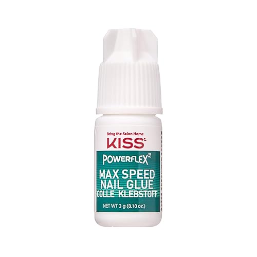 KISS PowerFlex Maximum Speed Nail Glue - Fast Drying Adhesive for Glue-On Nails & Repairs with Nozzle Tip Applicator, Ideal for Tips & Wraps, Net Wt. 0.10 oz (3g) - 1 Pack - 1