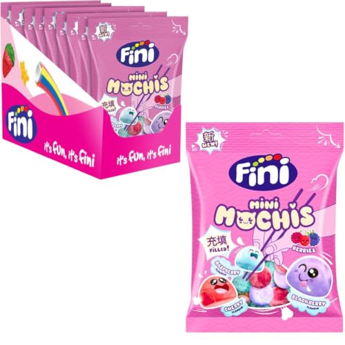 Mini Mochis – Gominolas rellenas surtido Berry, Cherry y Blackberry – Pack 12 bolsas 90 g