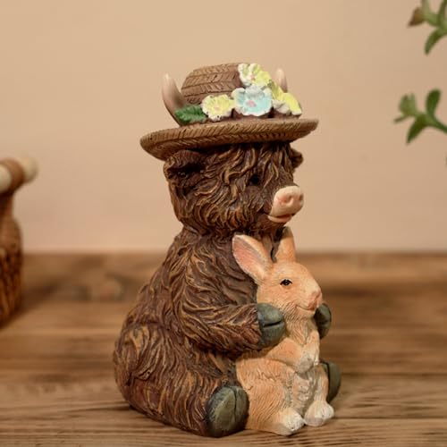 Statuette de vache en résine réaliste décoration maison de Pâques