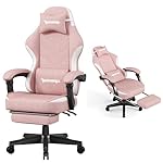 Gaming Chair,Computer Chair with Pocket Spring Cushion,Ergonomic Office Chair with Footrest,Height Adjustable Video Gamer Chair with Lumbar Support for Adults (No Massage, Pink)