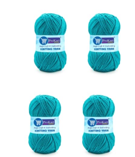 Image of ProKart Premium 4 Ply Woolen Knitting Yarn, Teal Blue (100g x 4 Pack). Soft Yarn for Knitting, Crochet and Crafts. Ideal for Sweaters, Scarves, Hats, Baby wear and DIY Projects.