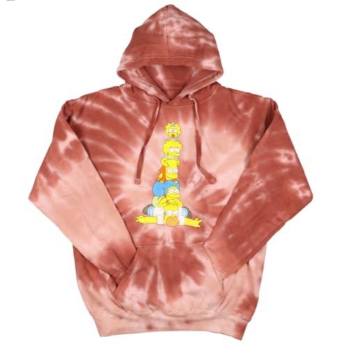 Seven Times Six The Simpsons Men's Stacked Family Spiral Tie Dye Pullover Hoodie