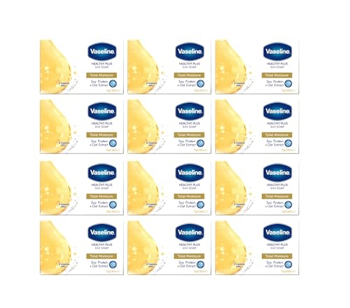 Vaseline Healty Plus Total Moisture - Pastilla de jabón (12 x 75 g, 12 unidades)