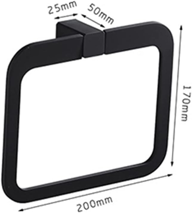 LSLYTQ Nordic Black Gold Square Towel Ring, Solid Towel Rack, Style Bathroom Towel Hanger, Hand Towel Holder