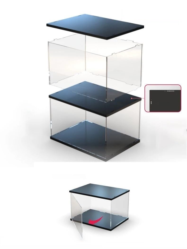 Caja De Exhibición De Acrílico Transparente A Prueba De Polvo – 18x18x18 Cm Con Base Negra Reforzada – Ideal Para Figuras, Legos Y Coleccionables