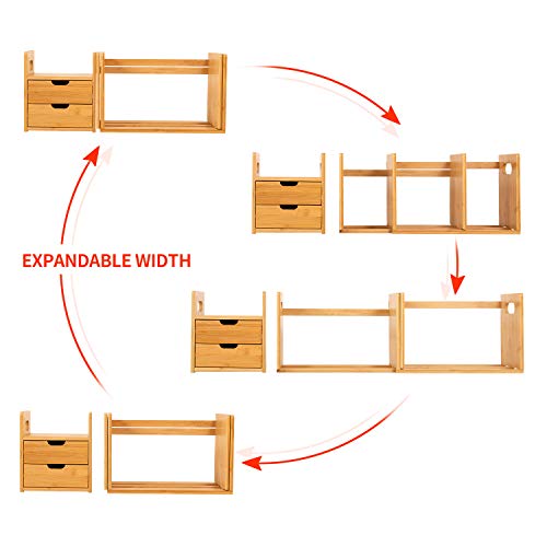 Ollieroo Natural Bamboo Desk Organizer With Extendable Storage For Office And Home, Cd Holder Media Rack #TOP3