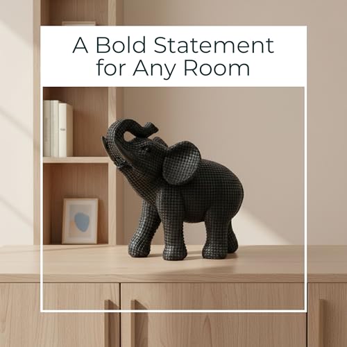 Figura decorativa de elefante en resina negra 7 pulgadas miniatura 3