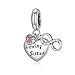 Annmors Abalorios Hermana Corazón Infinito de Plata 925 de Primera Ley Colgantes con Circonita Cúbica Charms para Pulseras