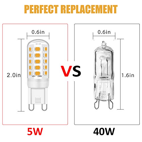Image of G9 LED Bulb 5W Equivalent to 28W /33W /40W Halogen Bulbs, Warm White 2700K, No Flicker, Non-Dimmable, 420LM, AC 220-240V, 5 Pack