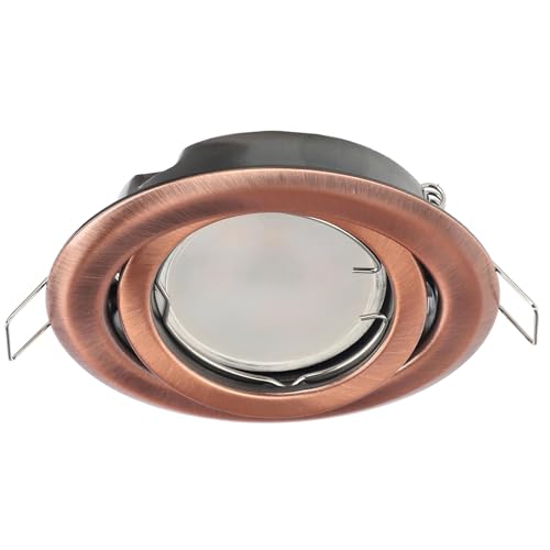 EDO DAIRA COOPER Luminaire encastré rond en cuivre, Spot orientable, Luminaire plafonnier LED, Éclairage de plafond adapté aux LED halogènes, Spot de plafond EDO777301