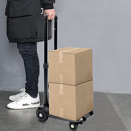 Mayqmay Folding 4-Wheels Trolley Hand Truck Dolly 100 Lbs / 45 Kg Compact Luggage Cart For Travel, Moving And Office Use, Black #TOP7