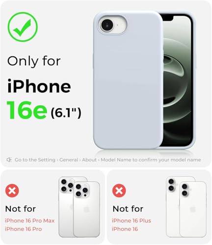 Image of DIZORO Compatible with iPhone 17e / iPhone 16e Case 6.1 inch Liquid Silicone 3 Layers Full Covered Soft Gel Rubber Phone Case,Shockproof Protective Cover with Anti-Scratch Microfiber Lining-Mist Blue