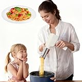 Silencomfort Nudelmaschine Elektrische Handheld, Nudelmaschine Tragbare 40W, Spaghetti Eis Gekauft Maschine Kabellos mit 5 Pressformen für Familie, Reisen, Picknick