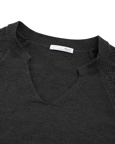Messic Womens Pullover Sweaters 2025 Casual Long Sleeve V Neck Loose Knit Tops4