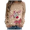 Générique Pull De Noel Femme Automne Hiver décontracté Noël Renne Bonhomme de Neige Cloches imprimé Mignon Manches Longues col Rond Pull Confortable Fille