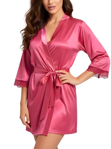 Image of Xs and Os Women Satin Short Nighty Babydoll Nightwear Robe
