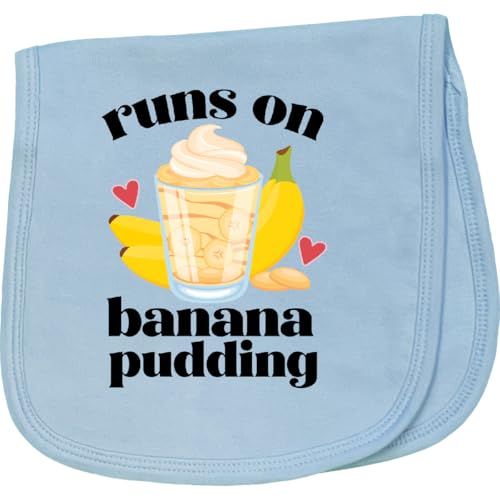 inktastic Runs on Banana Pudding Baby Burp Cloth Light Blue 457bd