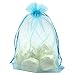 60 Pcs Sheer Organza Drawstring Pouches Gift Bags 6x9 Inches - Turquoise