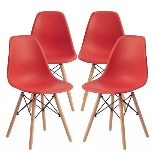 Furmax Modern Style Dining Chair Mid Century Modern DSW Chair, Shell Lounge Plastic Chair for Kitchen, Dining, Bedroom, Living Room Side Chairs Set of 4